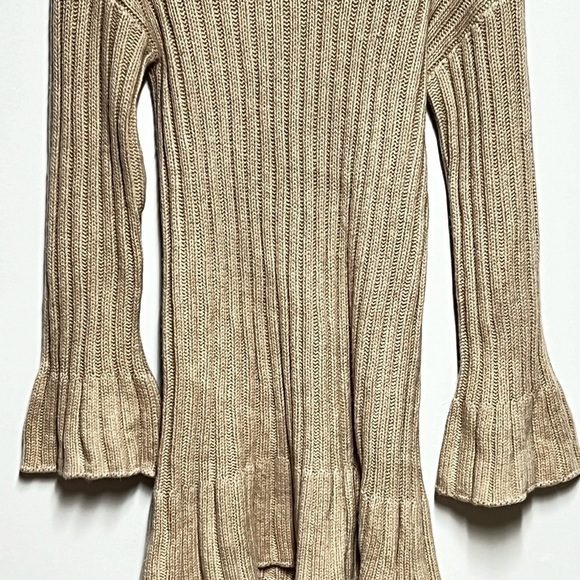 NWT Something Navy Turtleneck Sweater Dress Oatmeal Flare Sleeve Ribbed Sz S - Picture 6 of 7